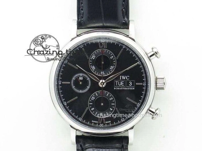 MIROTIME 0204 Cozy Pilot Chrono SS IW387802 V6F 1:1 Best Edition On Brown Leather Strap A 7323